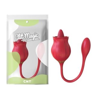 Двойной вибратор Виброяйцо и Стимулятор клитора красного цвета Cnt Wild Bloom Flicking Dual Pleasure