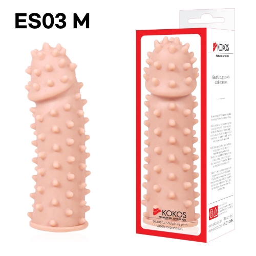 Насадка на член с пупырышками телесного цвета Kokos Extreme Sleeve ES.03 размер M - 3