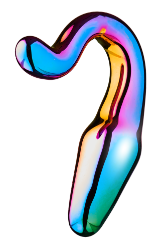 Анальний пробка з хвостиком з боросилікатного скла різнокольорова Dream Toys Glamour glass sleek anal tail plug - 2
