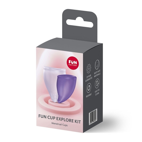Набор менструальных чаш на 20 и 30 мл фиолетовая и сиреневая Fun Factory FUN CUP EXPLORE KIT 2 штуки - 7
