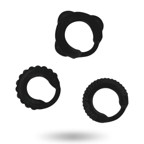 Набор эрекционных колец на член силиконовых черного цвета Addicted Toys C-Ring Set For Penis - 2