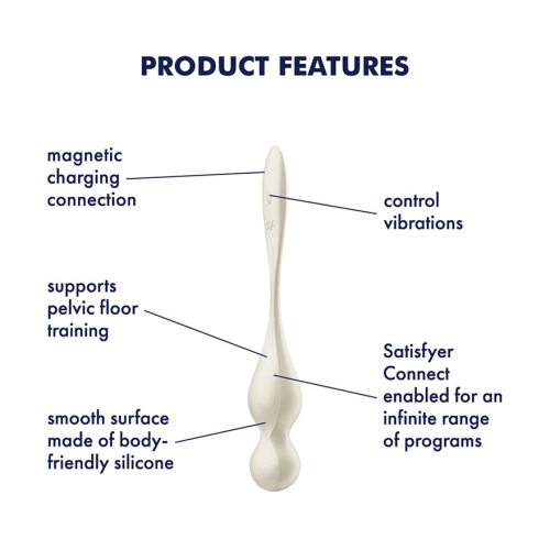 Вагинальные шарики с вибрацией и смарт управлением белого цвета Satisfyer Love Birds 1 - 6