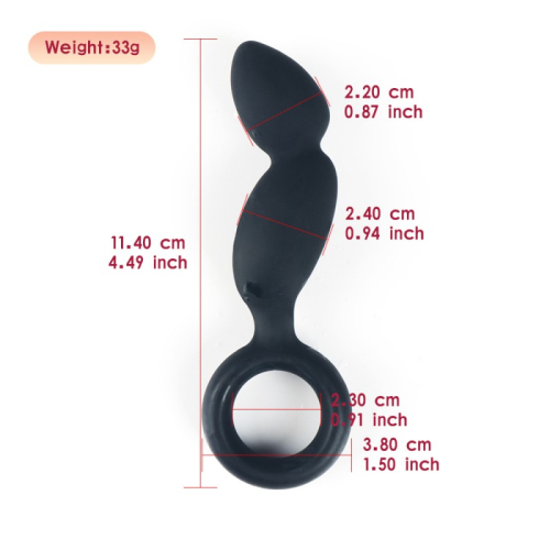 Масажер для простати з кільцем чорного кольору Lustoy Anal Toy - 2