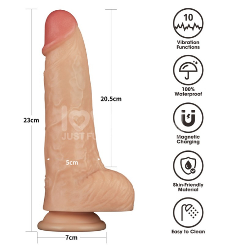 Реалістичний вібратор на присосці тілесного кольору Lovetoy Vibrating Power Basics Cock 9.0 - 2