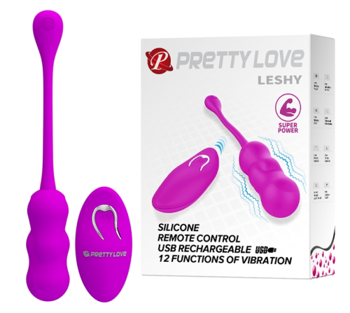 Виброяйцо с дистанционным управлением фиолетового цвета PrettyLove Leshy - 1