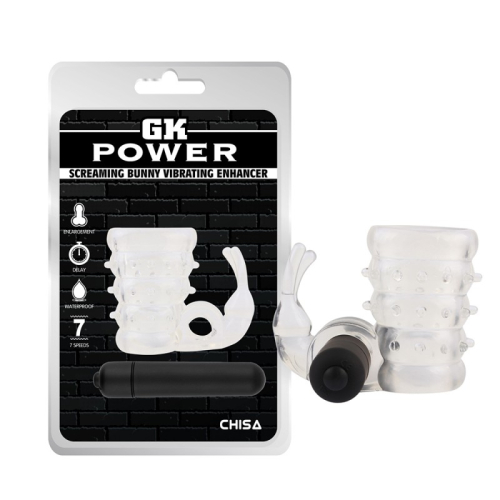 Вибронасадка на член со стимуляцией клитора прозрачного цвета Screaming Bunny Vibrating Enhancer - 1