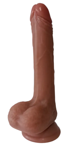 Фаллоимитатор реалистичный с мошонкой на присоске силиконовый телесный OYO - Dildo Double Layer Silicone YQW-062 - 4
