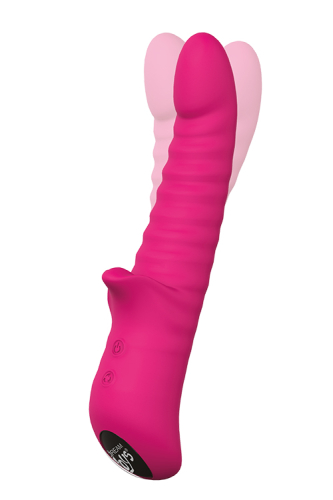 Вибратор вагинальный для точки G и с отростком для клитора розового цвета Dream Toys Honey Bear Magenta - 1
