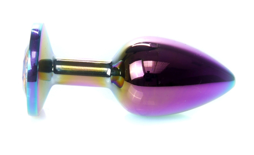 Анальная пробка с камушком радужного цвета Boss of toys Boss Series Jewellery Multicolour Plug Clear размер S - 5