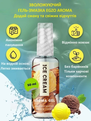 Оральная гель-смазка со вкусом и ароматом мороженого EGZO AROMA GEL 50 мл - 2