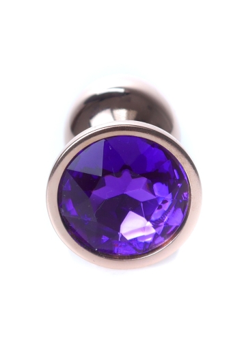 Анальная пробка золотистого цвета с фиолетовым камушком Boss series Boss of toys Jewellery размер S - 2