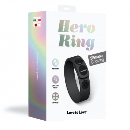 Регулируемое эрекционное кольцо на кнопках черное Love To Love HERO RING - 7