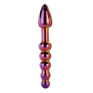 Двостороння анальна пробка та анальні кульки скляні рожевого кольору Dream Toys Ridged