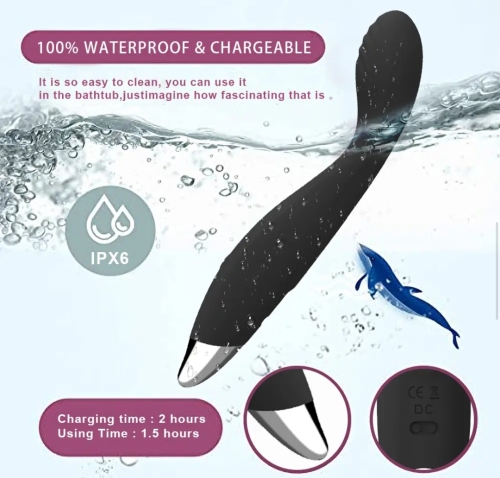 Вагінальний вібратор для точки G чорний Blue massager Flamingo - 2