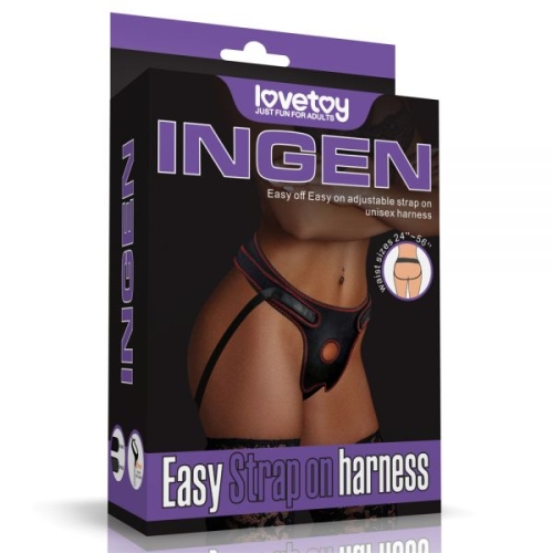 Трусики для страпона кожаные черные Lovetoy Easy Strap on Harness - 1