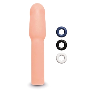 Насадка на член с 3 эрекционными кольцами в наборе бежевая Size-Up Penis Extender