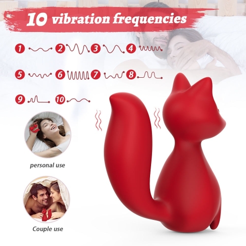 Мини-вибратор клиторальный в форме лисы красный Every Night Toys Doris 10 режимов вибрации - 3