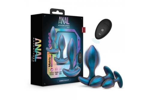 Набір анальних вібропробок на пульті управління блакитні Blush Anal Adventures - 1