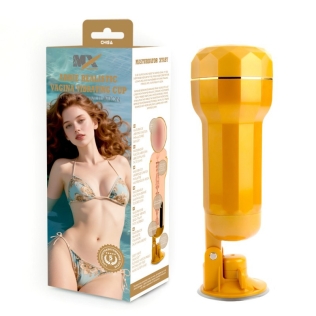 Мастурбатор для мужчин Вагина в колбе и на присоске с вибрацией Chisa Abbie Realistic Vagina Cup