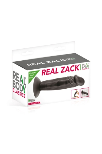 Фалоімітатор 16/3, 7 см з присоскою чорний реалістичний Real Body-Real Zack Black TPE - 2
