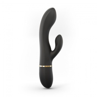 Вибратор с клиторальным отростком черный Dorcel GLAM RABBIT