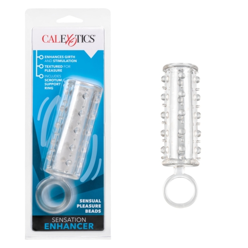 Насадка на член із кільцем на мошонку рельєфна прозорого кольору California Exotic Novelties California Exotic - 1