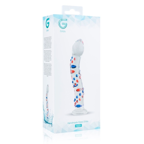 Скляний дилдо з вигинами і малюнком Gildo Glass Dildo No. 3 - 6
