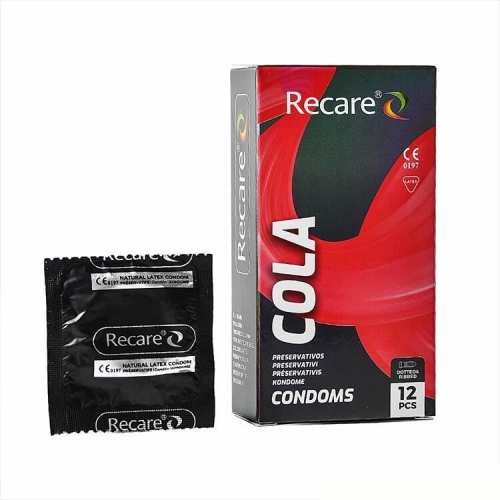 Презервативы с пупырышками и ребрами аромат Кола Recare Cola Dotted&amp;amp;Ribbed Condoms Holographic 12 штук - 1