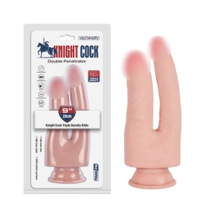 Подвійний фалоімітатор реалістичний на присосці тілесного кольору Vscnovelty Knight Cock 3D