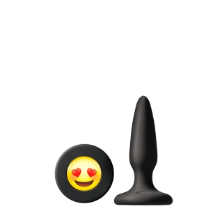 Анальний силіконовий затор чорного кольору із заглушкою смайликом NS Novelties Mojis ily