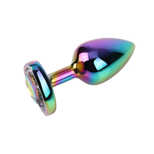 Анальна пробка хамеліон із медичної сталі Rainbow Heart Gem Plug Small - 2