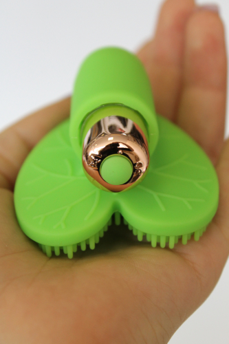 Вібратор листочок для клітора силіконовий з шипиками SWEET TOYS зелений L 8 см ширина 5,5 см зі знімною вібропулею - 4