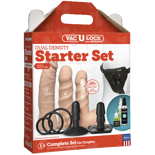 Страпон Doc Johnson Vac-U-Lock - Dual Density Starter Set - Vanilla - 5