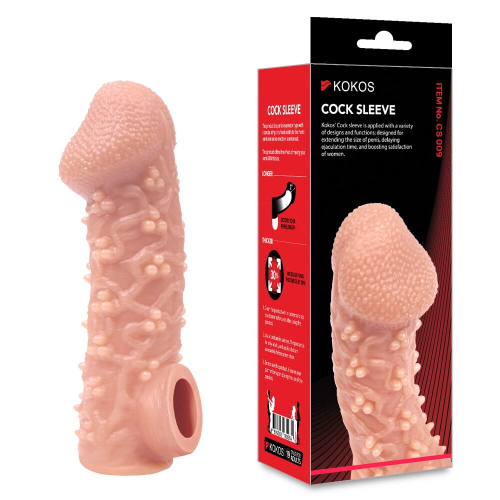 Насадка на член з отвором для мошонки тілесного кольору Kokos Cock Sleeve CS 009 розмір M - 2