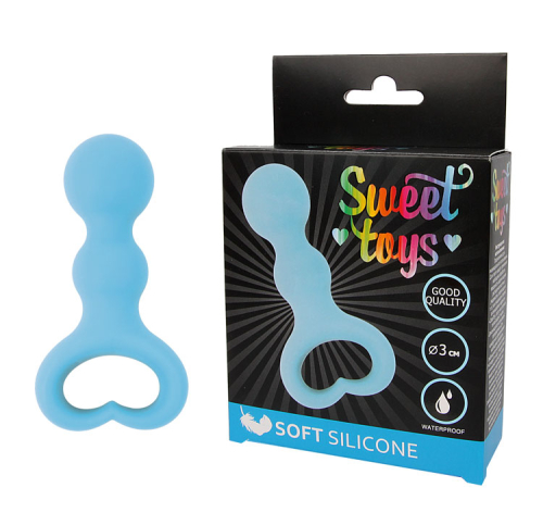 Стимулятор анально-вагінальний силіконовий SWEET TOYS блакитний L 6,5 см d 3 см - 1