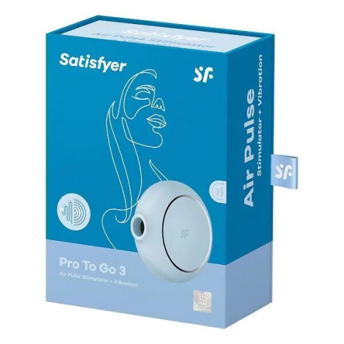 Вакуумный клиторальный стимулятор голубого цвета Satisfyer Pro To Go 3 - 6
