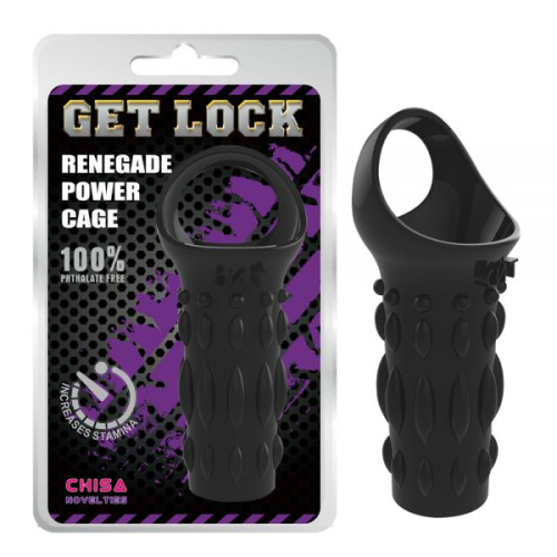 Насадка рифленая на член с кольцом черного цвета Chisa Renegade Power Cage - 1