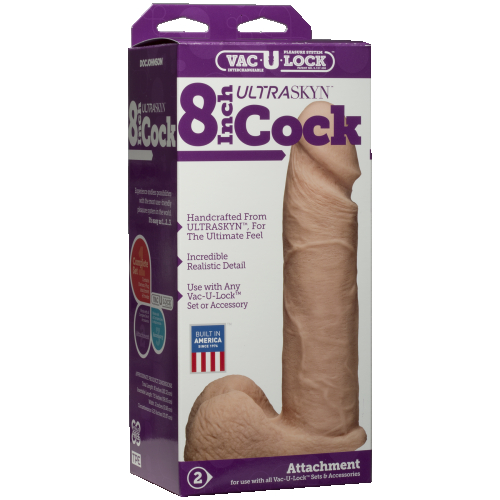 Фалоімітатор 18,5 см/5 см м'який реалістичний Doc Johnson Vac-U-Lock-8 Inch Ultraskyn Cock White - 3