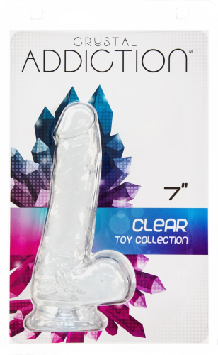 Фаллоимитатор реалистик с присоской и мошонкой прозрачного цвета ADDICTION Crystal - 4