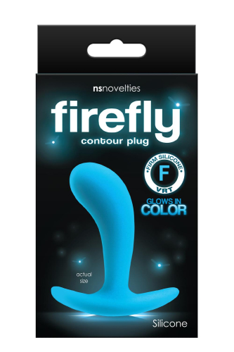 Анальна пробка що світиться в темряві блакитного кольору NS Novelties Firefly contour - 2