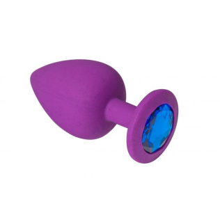 Анальная пробка силиконовая с синим кристаллом Crystal Silicone размер M 