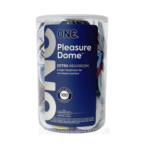 Банка презервативів із тонкого латексу з розширеною головкою ONE Pleasure Dome 100 штук - 1