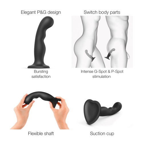 Насадка для страпону силіконова чорного кольору Strap On Me Dildo Plug P&amp;amp;G XL - 3