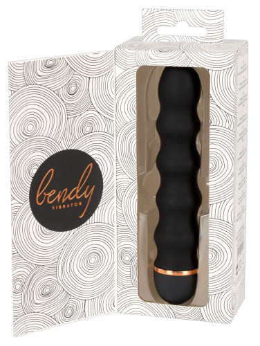 Вибратор со стимулирующим рельефом черного цвета Bendy Wavy Vibrator - 7