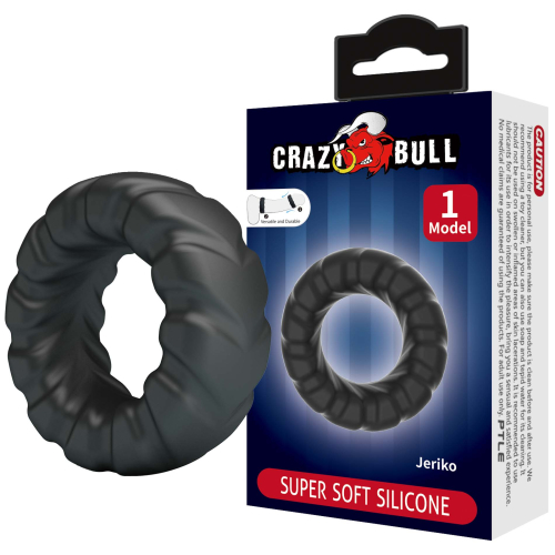 Ерекційне кільце на член чорне LYBAILE Crazy Bull №1 JERIKO Super Soft - 1