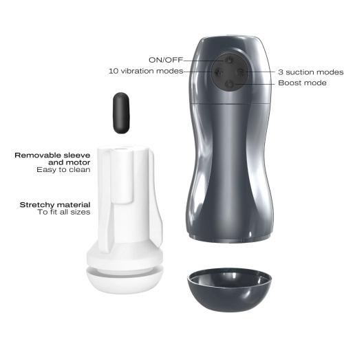 Вибромастурбатор с эффектом орального всасывания серый Dorcel BLOWJOY VIBE - 3