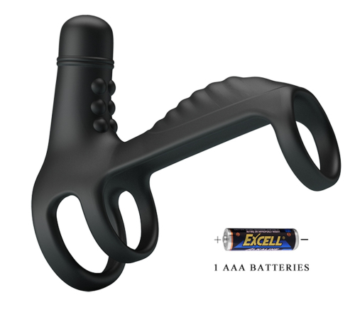 Вібронасадка для чоловіків чорного кольору LYBAILE Pretty Love VIBRATING PENIS SLING - 7
