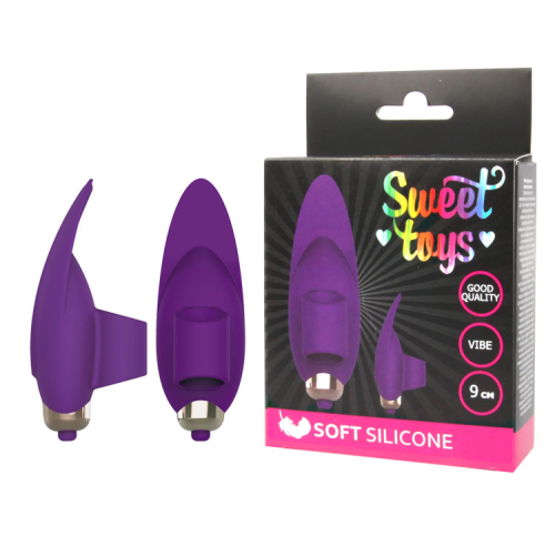 Вибратор 8 см/3 см для эрогенных зон ребристый на палец силиконовый SWEET TOYS фиолетовый - 4