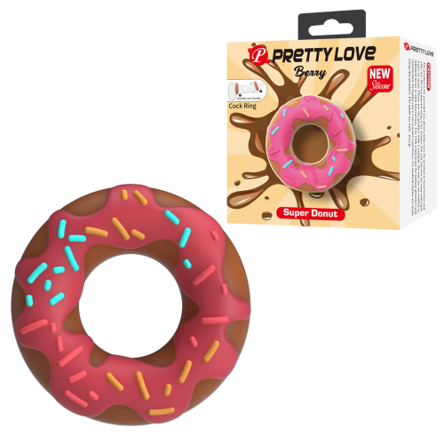 Ерекційне кільце на член малинове силіконове LYBAILE Crazy Bull Berry Super Donut - 1