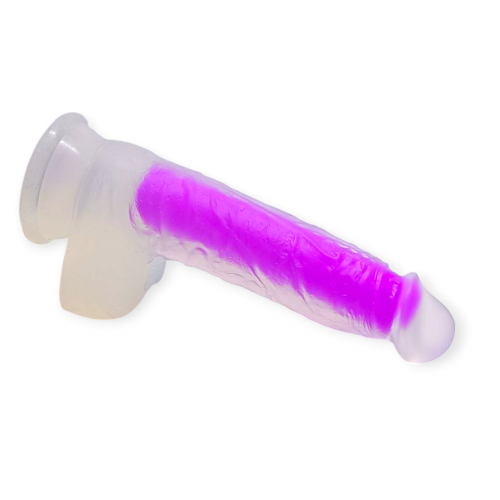 Фаллоимитатор реалистичный на присоске полупрозрачный фиолетовый Cottelli Collection Purple firefly - 2